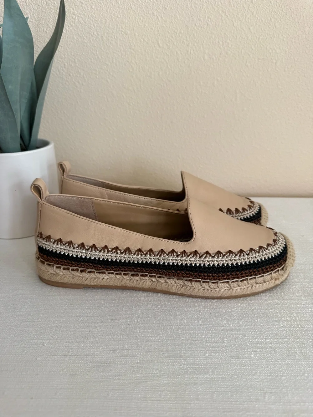 New ChicoBeige Leather Espadrille Slip-On Loafer - Women